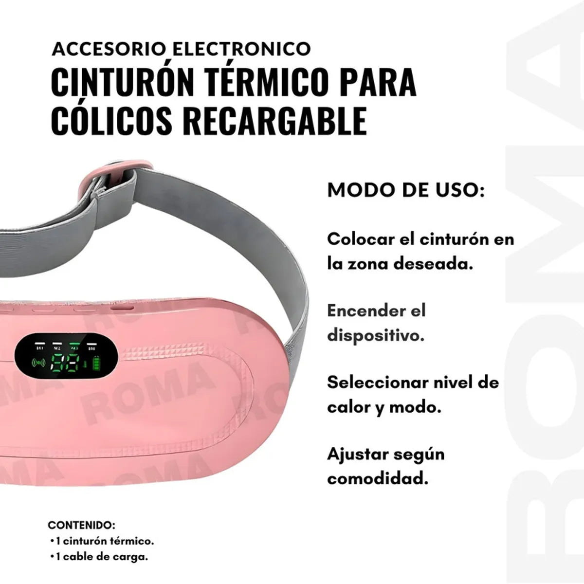 CINTURÓN TÉRMICO PARA CÓLICOS RECARGABLE