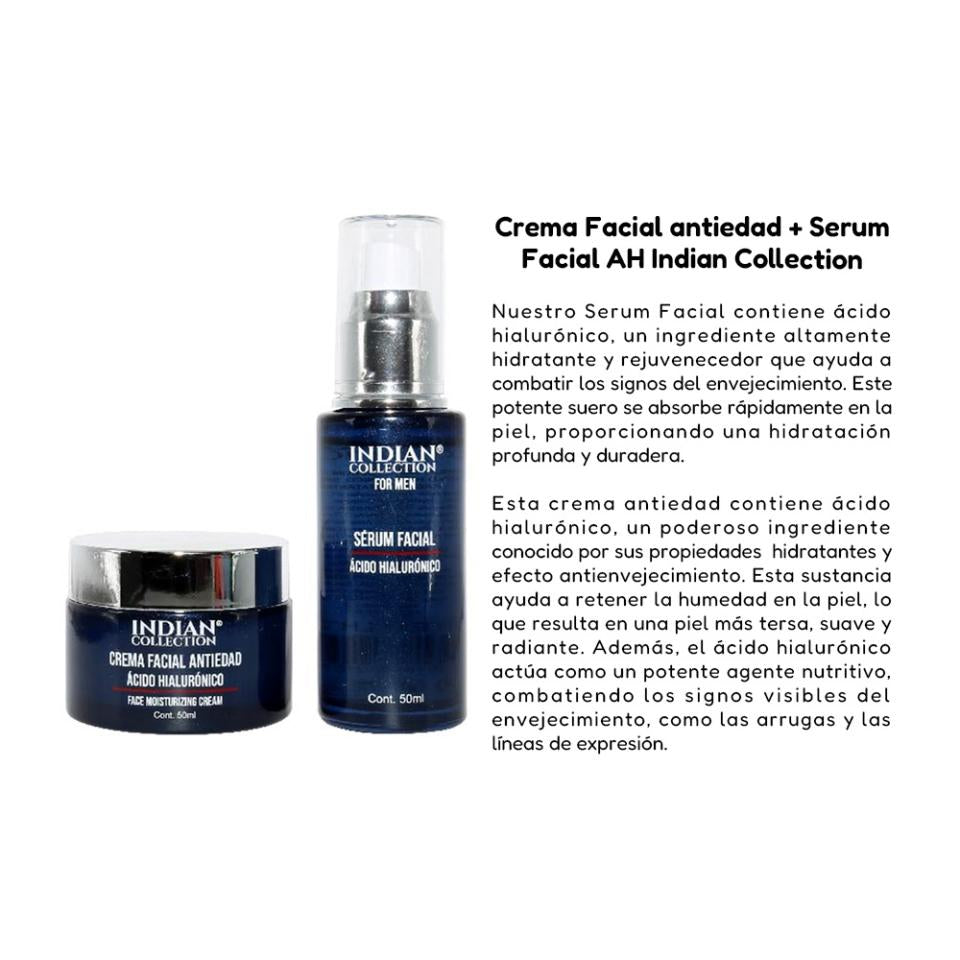 Kit Facial Indian Collection combina Sérum + Crema Facial con Ácido Hialurónico