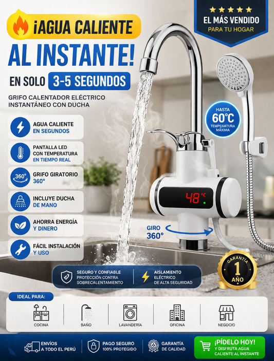Grifo Calentador Eléctrico con Ducha