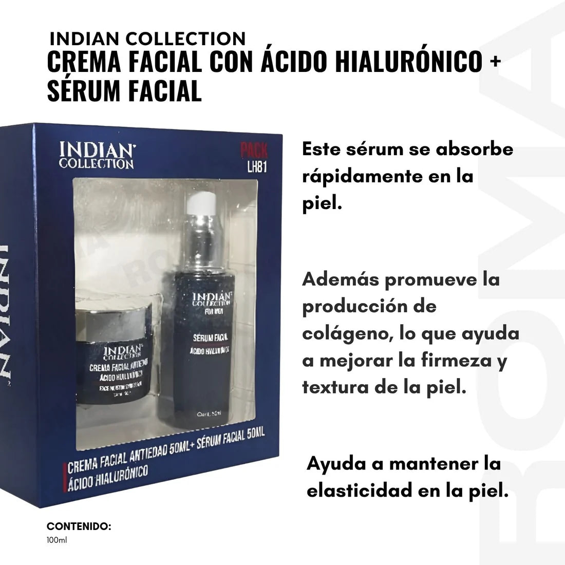 Kit Facial Indian Collection combina Sérum + Crema Facial con Ácido Hialurónico