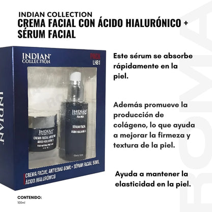 Kit Facial Indian Collection combina Sérum + Crema Facial con Ácido Hialurónico